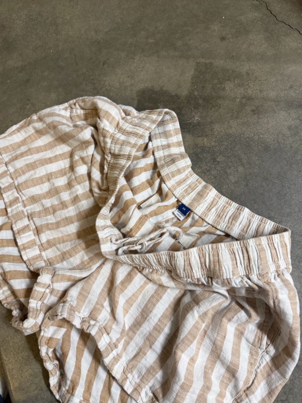 Striped Beige and White Linen Shorts